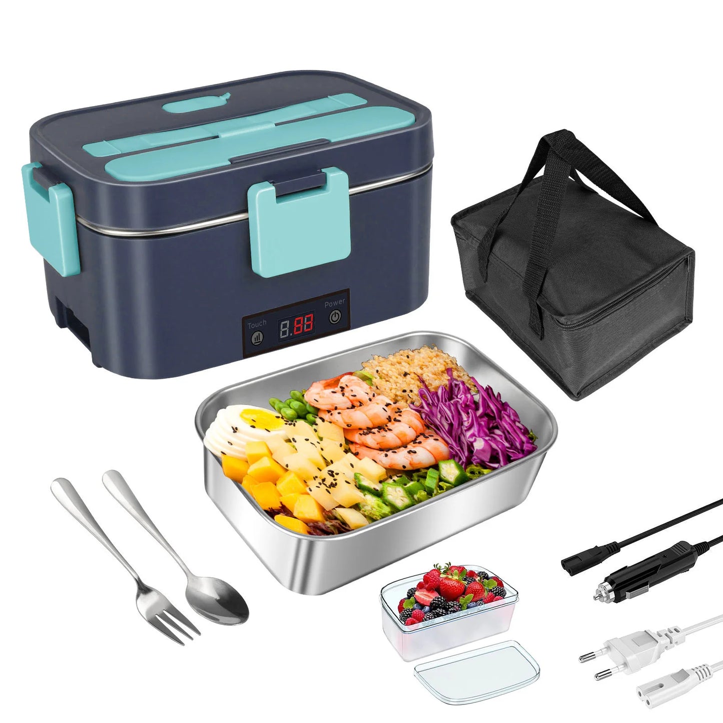 ZYNZE HeatBox™ Duo – 2-in-1 Electric Lunch Box for Car & Home (12V/24V/220V)