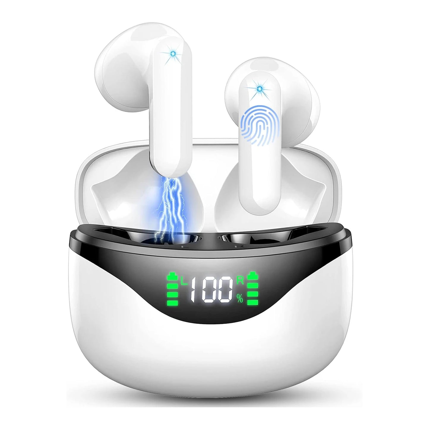 Wireless Earbuds, Bluetooth 5.3 Headphones Built in Noise Cancelling Mic, 36H Playtime LED Display Wireless Earphones.