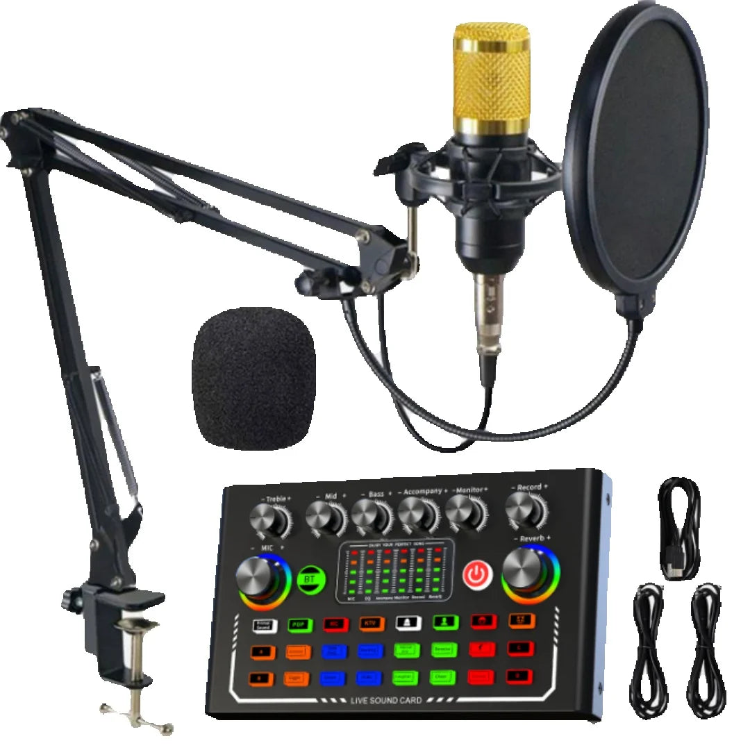 ZYNZE StreamPro™ Complete Recording Kit – Condenser Mic + Sound Card + Arm Stand