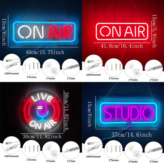 Zynze OnAirPro™ – LED Neon Live Recording Sign for Studios & Gaming Rooms
