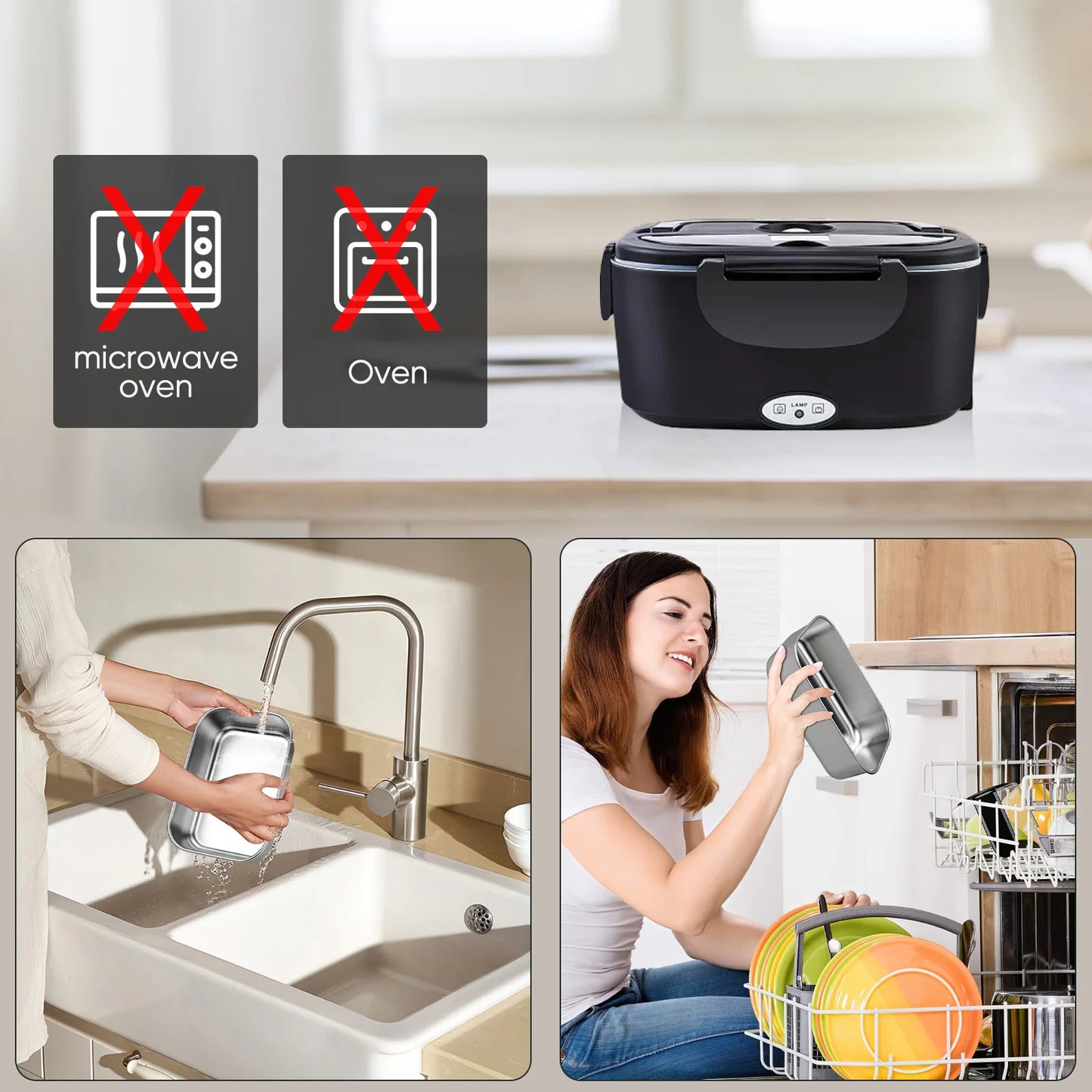 ZYNZE HeatBox™ Duo – 2-in-1 Electric Lunch Box for Car & Home (12V/24V/220V)