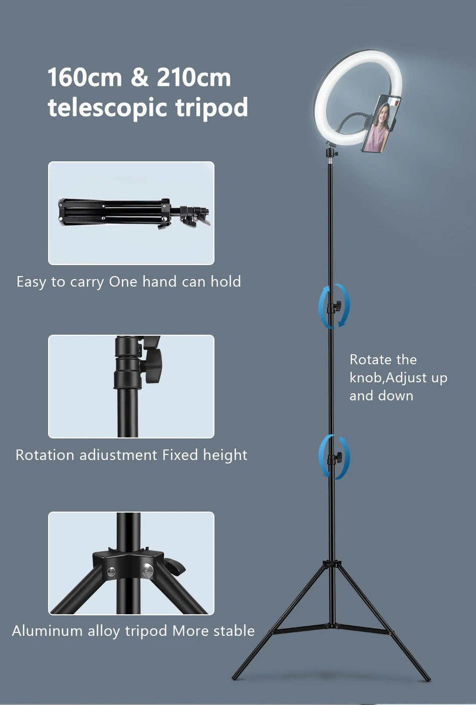 Zynze RingBeam™ – LED Ring Light with Phone Holder for YouTube & Vlogging