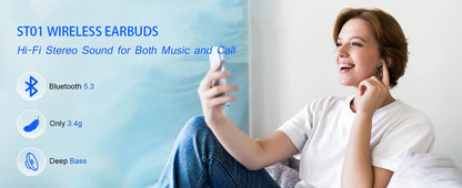 Wireless Bluetooth 5.3 Earbuds with Noise Cancelling Mic
