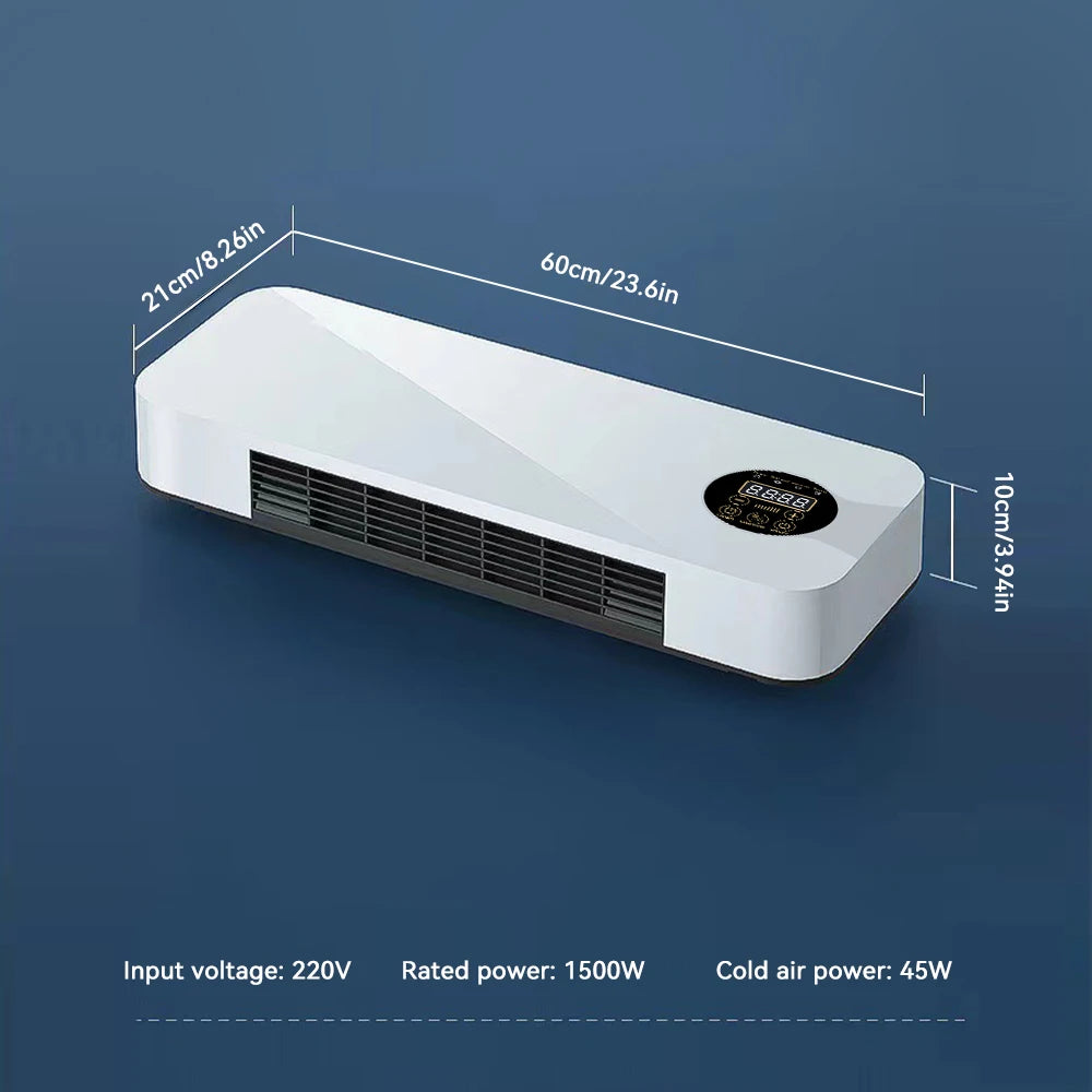 Home Touch Screen Electric Fan Heater With Remote Control Supports Air Cold Air Dual Adjustment Wall Mounted Low-Noise