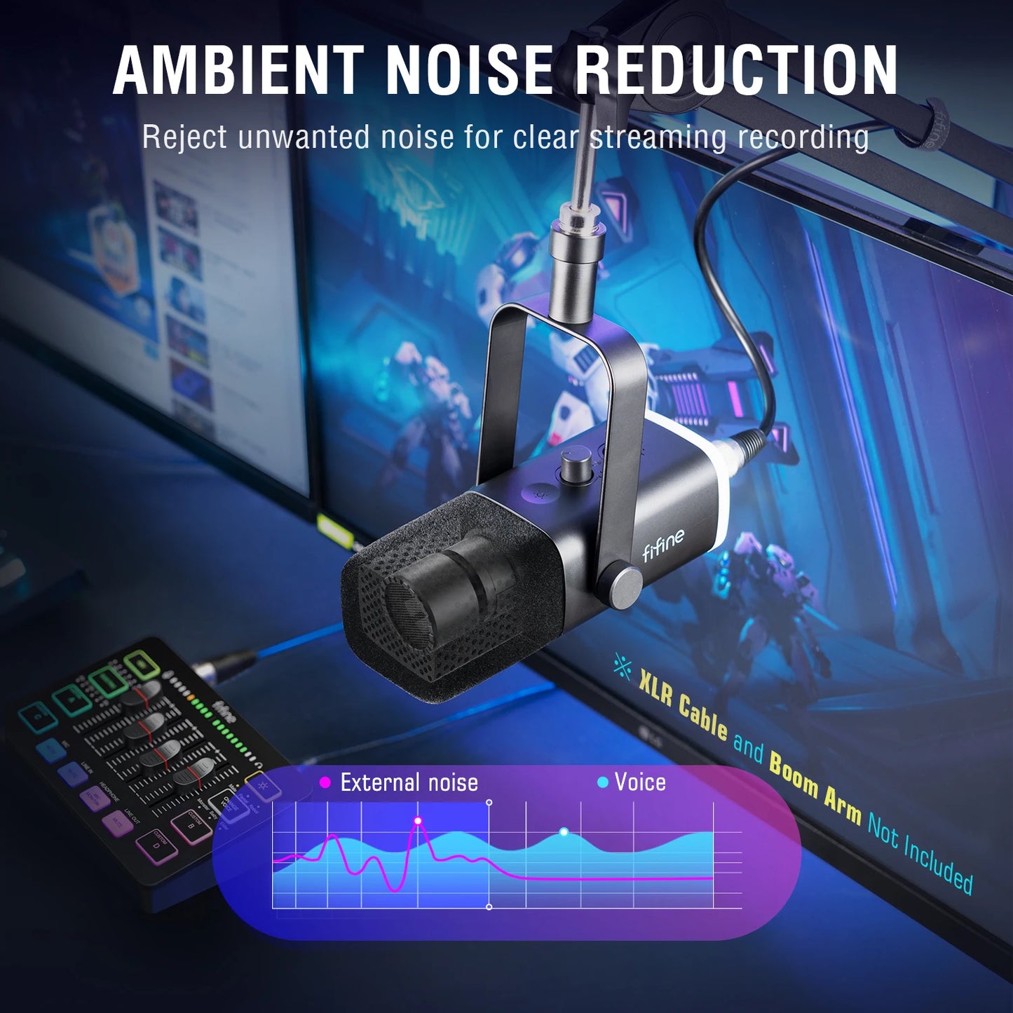 ZYNZE AM8 ProCast™ – USB/XLR Dynamic Microphone with Touch Mute & Studio Controls