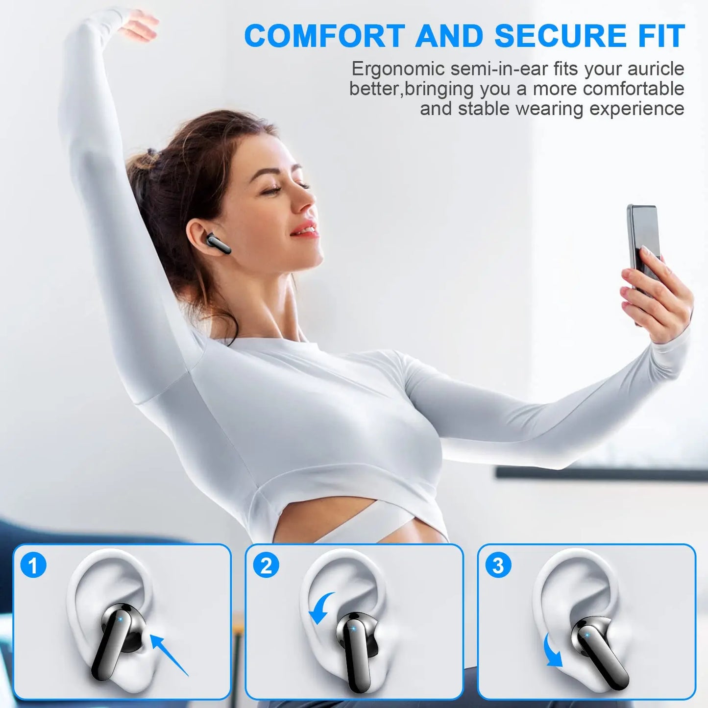 Wireless Bluetooth 5.3 Earbuds with Noise Cancelling Mic