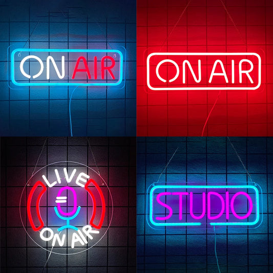 Zynze OnAirPro™ – LED Neon Live Recording Sign for Studios & Gaming Rooms