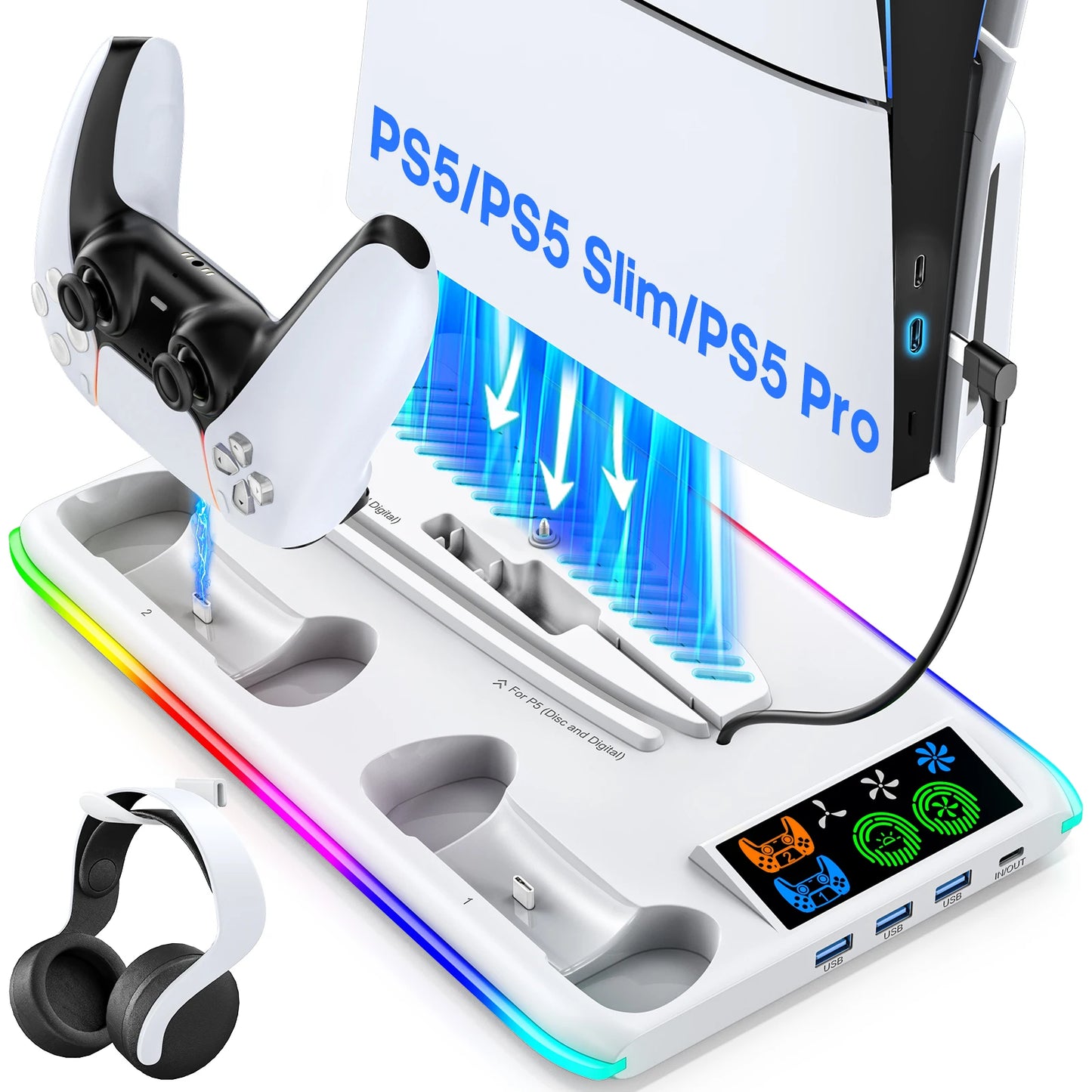 Zynze PowerDock™ – Cooling & Charging Stand for PS5 / Slim / Pro