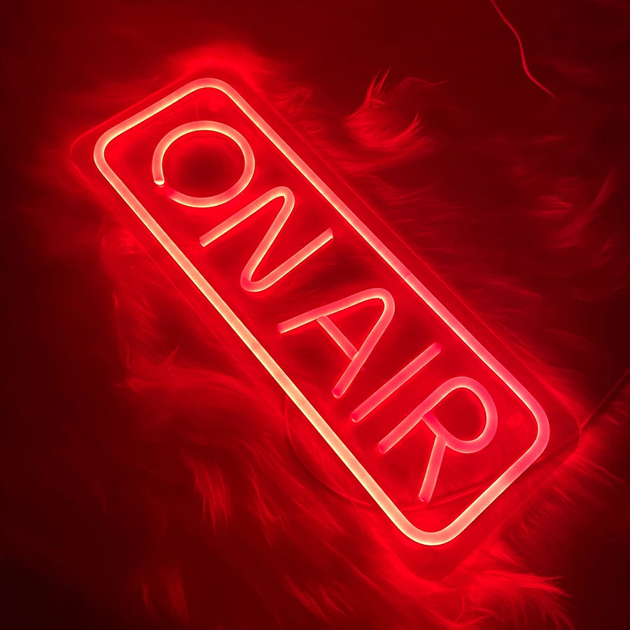 Zynze OnAirPro™ – LED Neon Live Recording Sign for Studios & Gaming Rooms