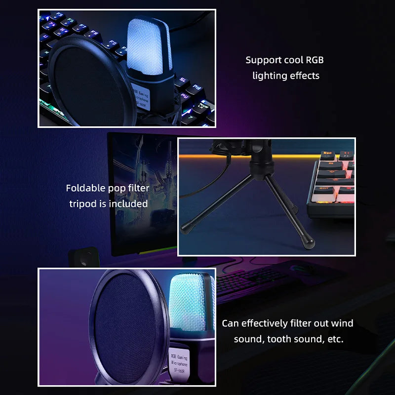 StreamMic™ – RGB USB Condenser Microphone for Gamers & Creators