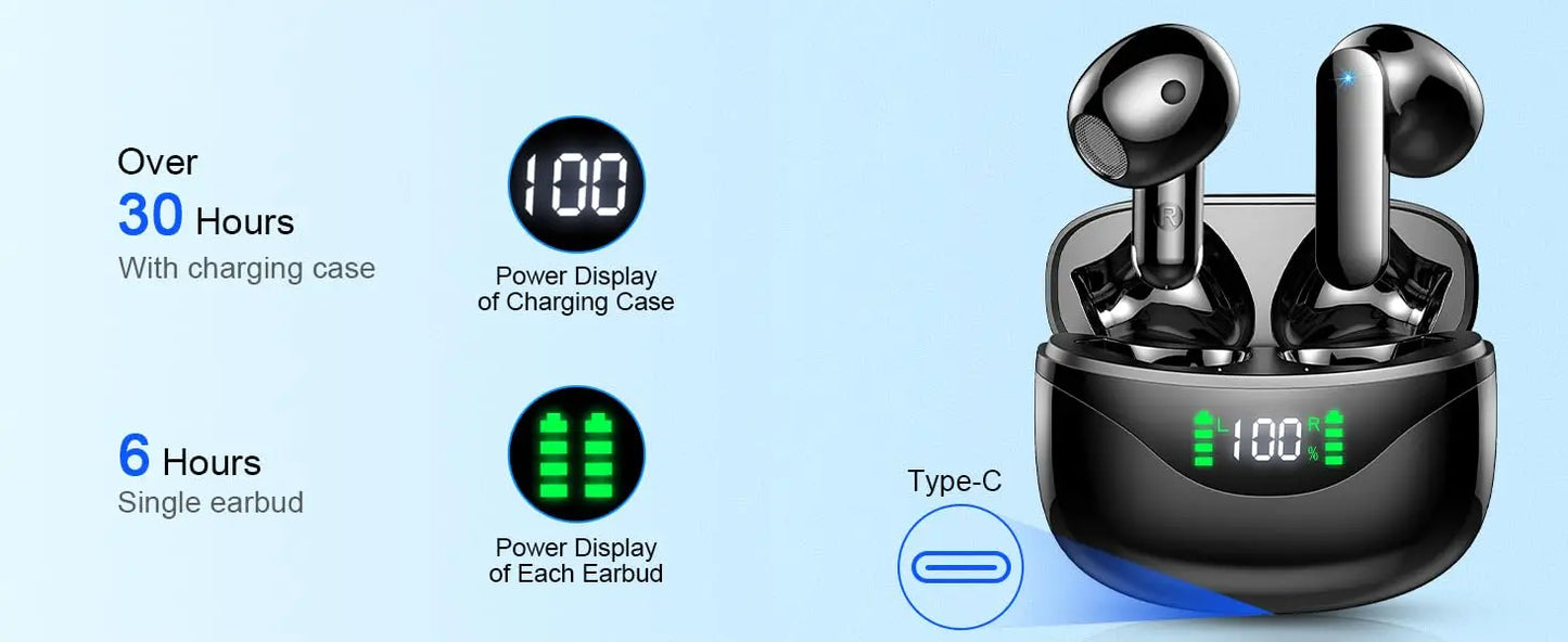 Wireless Bluetooth 5.3 Earbuds with Noise Cancelling Mic