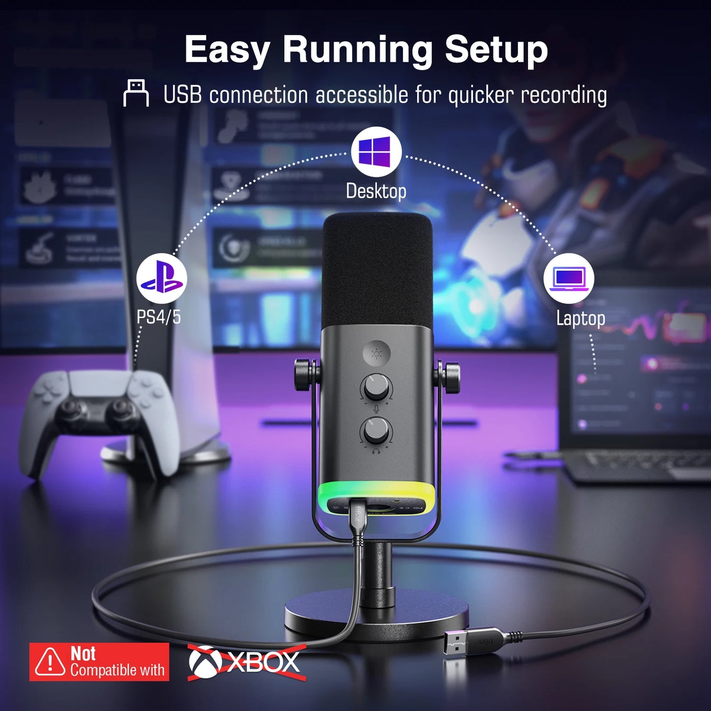 ZYNZE AM8 ProCast™ – USB/XLR Dynamic Microphone with Touch Mute & Studio Controls