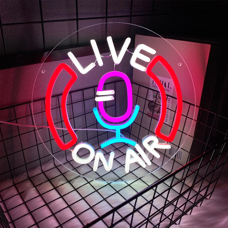 Zynze OnAirPro™ – LED Neon Live Recording Sign for Studios & Gaming Rooms