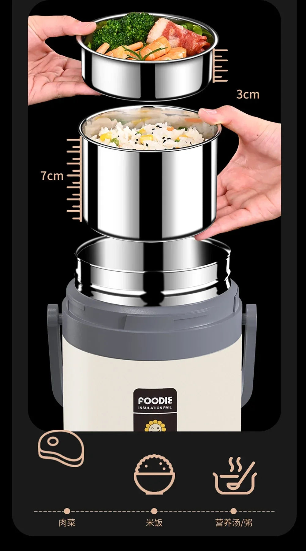 ZYNZE HeatBox™ Pro – 2L USB Electric Lunch Box with Stainless Steel Warmer & Cooler Bag