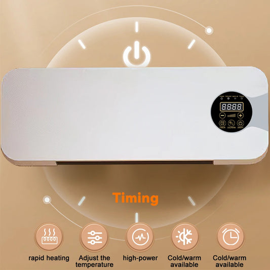 Home Touch Screen Electric Fan Heater With Remote Control Supports Air Cold Air Dual Adjustment Wall Mounted Low-Noise