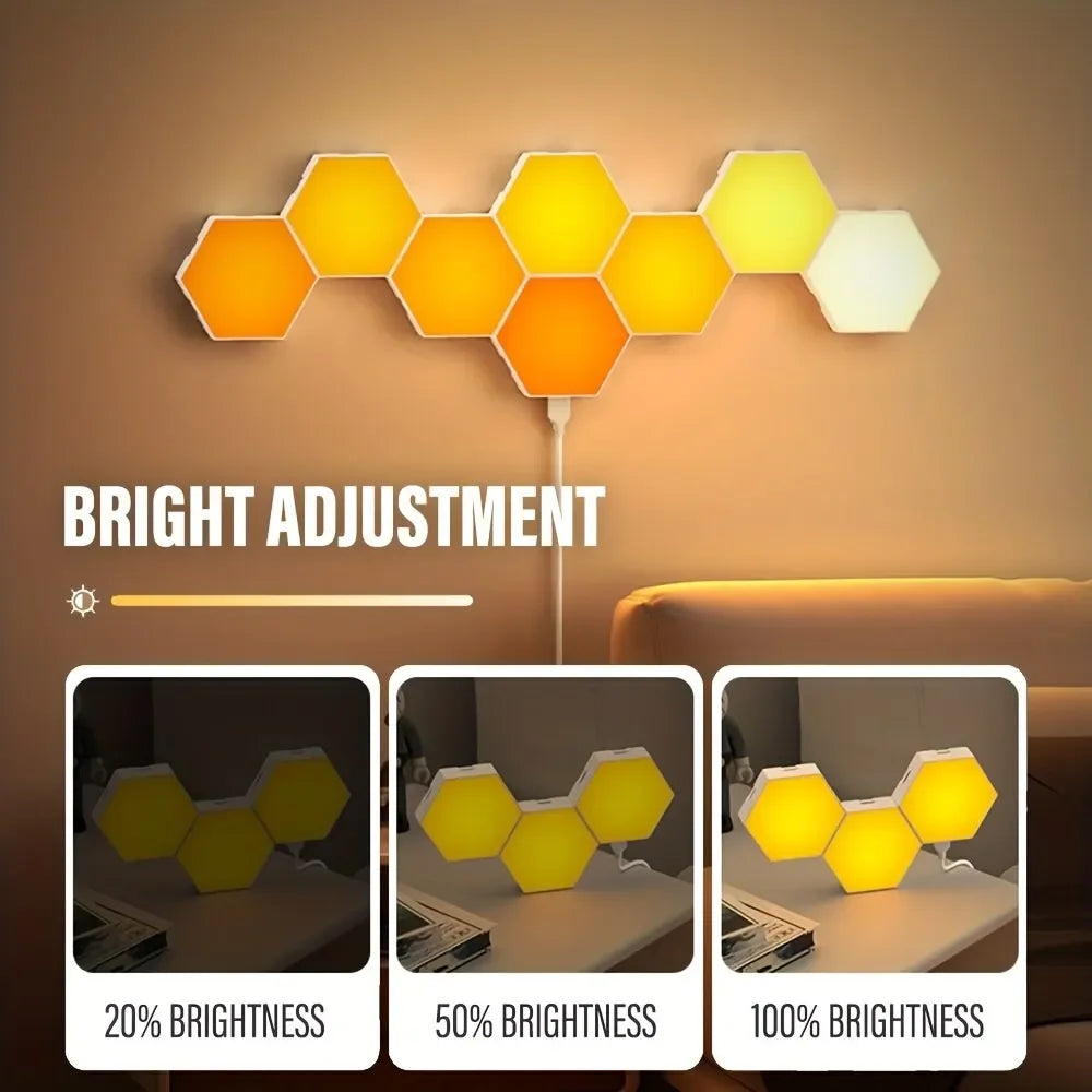 RGB Intelligente Hexagonale Wandlamp Kleurveranderende Ambient Nachtlamp DYI Vorm Muziekritme APP Bediening Voor Speelkamer Slaapkamer