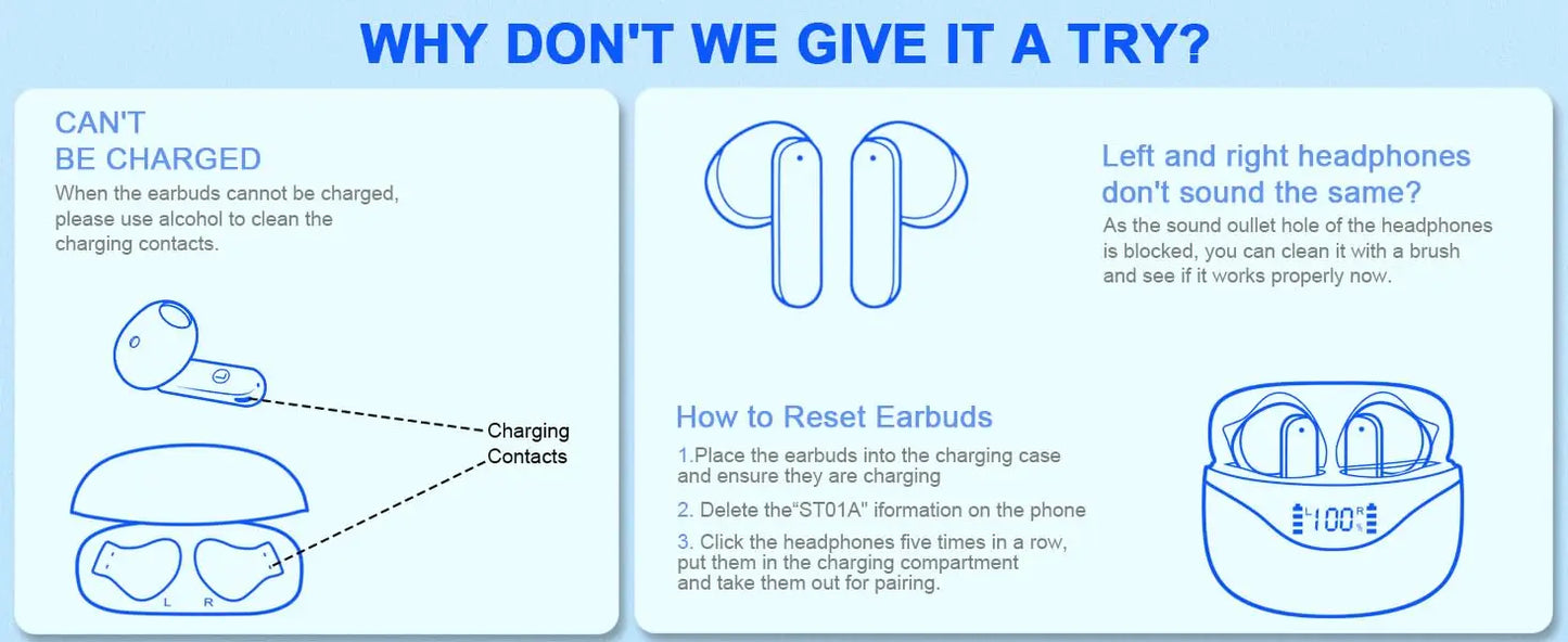 Wireless Bluetooth 5.3 Earbuds with Noise Cancelling Mic