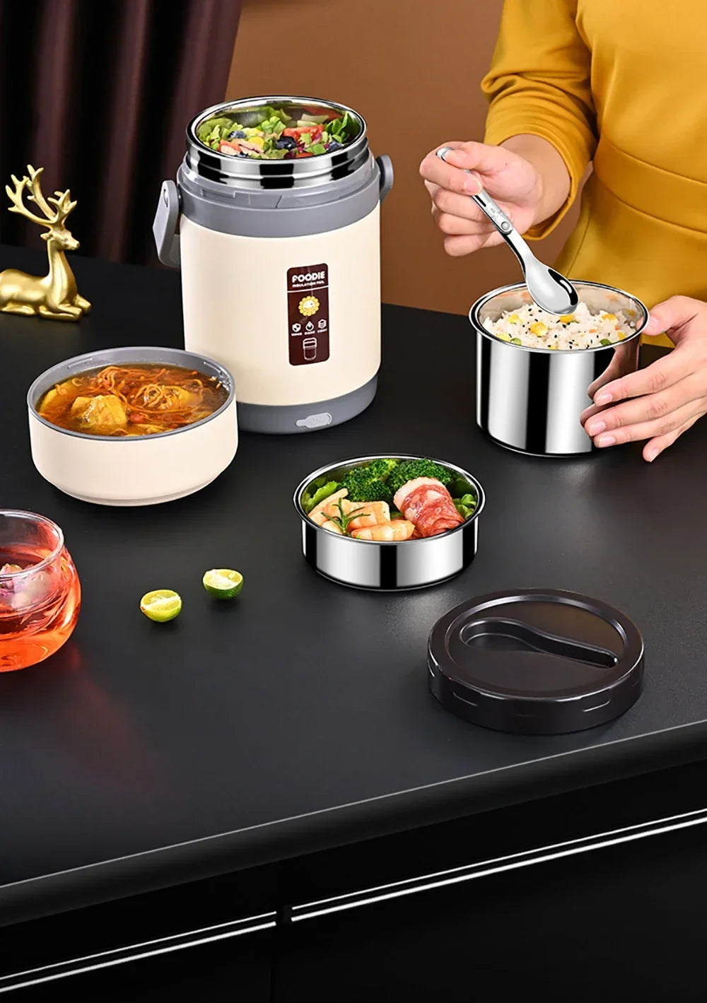 ZYNZE HeatBox™ Pro – 2L USB Electric Lunch Box with Stainless Steel Warmer & Cooler Bag