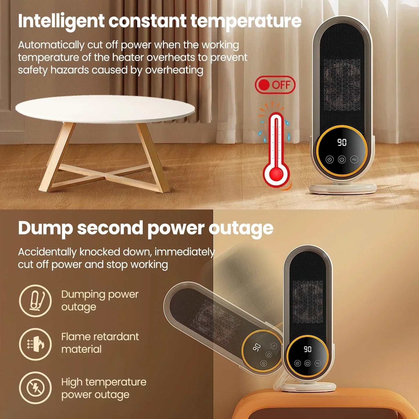 ZYNZE HeatWave™ 1200 – Portable Electric Heater for Home & Office (Fast Heating)