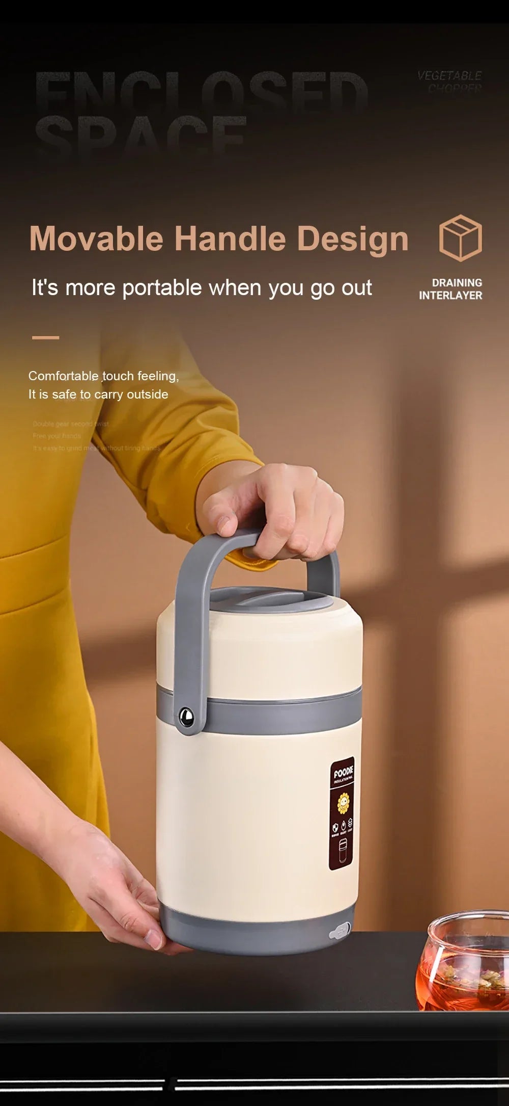 ZYNZE HeatBox™ Pro – 2L USB Electric Lunch Box with Stainless Steel Warmer & Cooler Bag