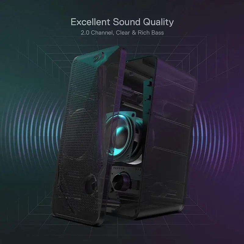 ZYNZE GS510 SoundWave™ – 2.0 Channel RGB Stereo Speakers for PC & Gaming Setup