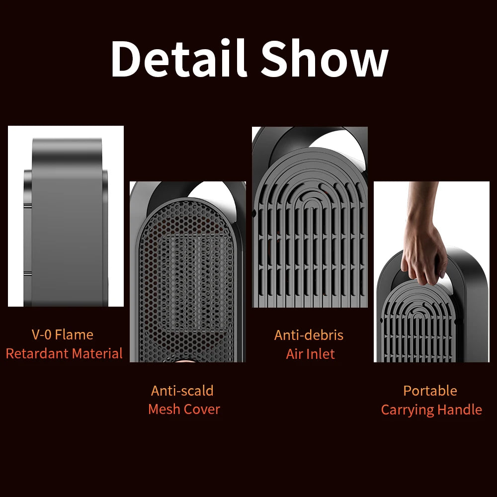 ZYNZE HeatMini™ 1000W – Portable Electric Space Heater with Auto Power-Off & Silent Mode