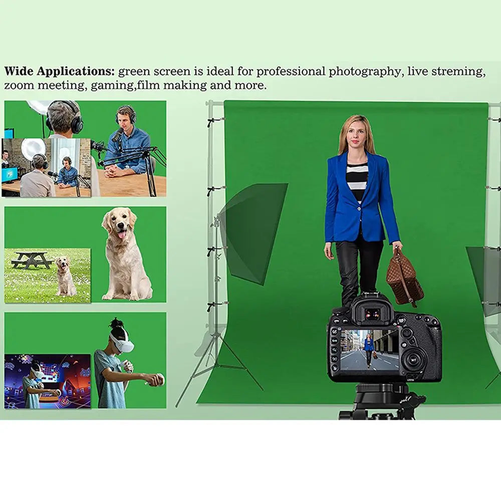 ZYNZE StreamScreen™ – Professional Cotton Backdrop for Photo & Video (Green/White/Black)