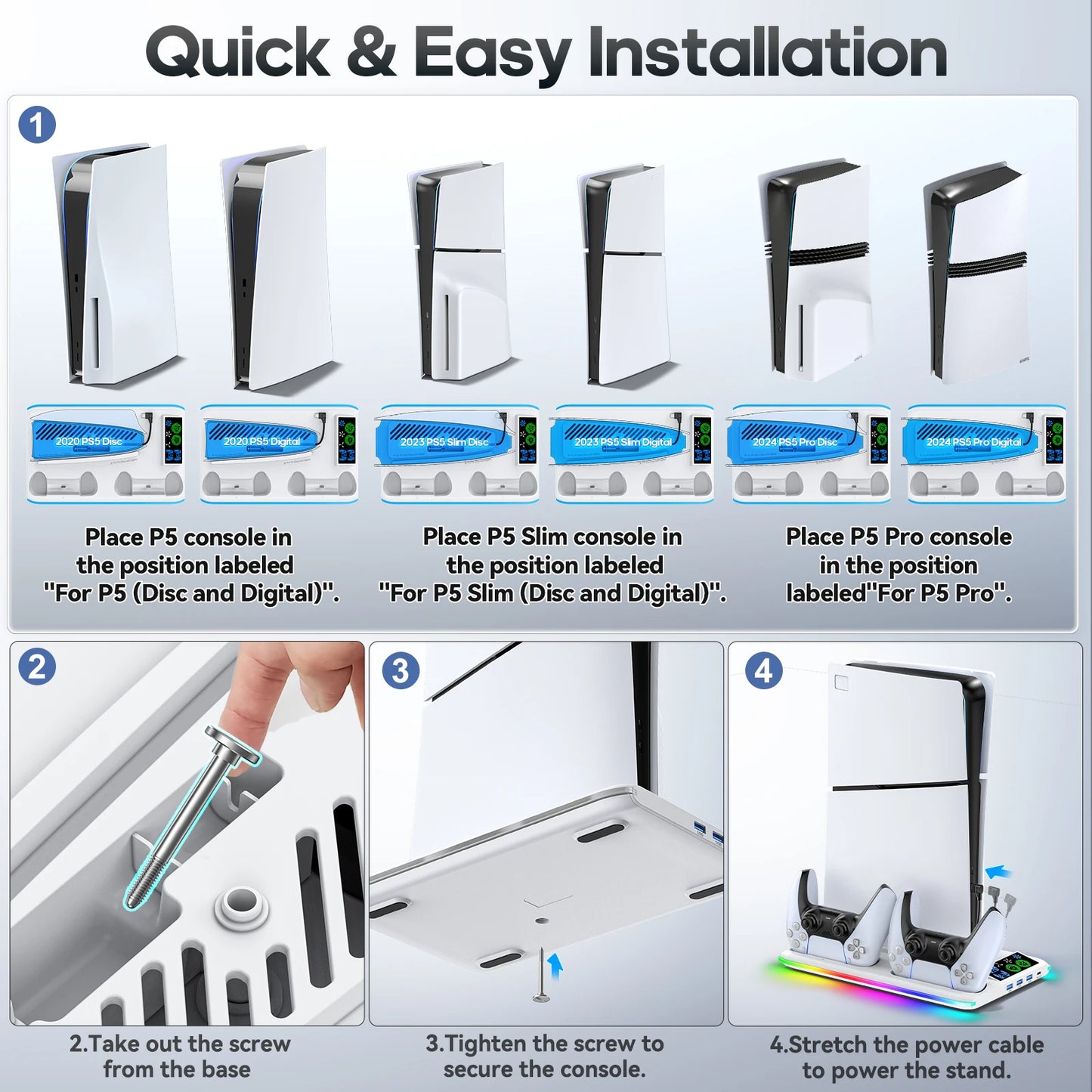 Zynze PowerDock™ – Cooling & Charging Stand for PS5 / Slim / Pro