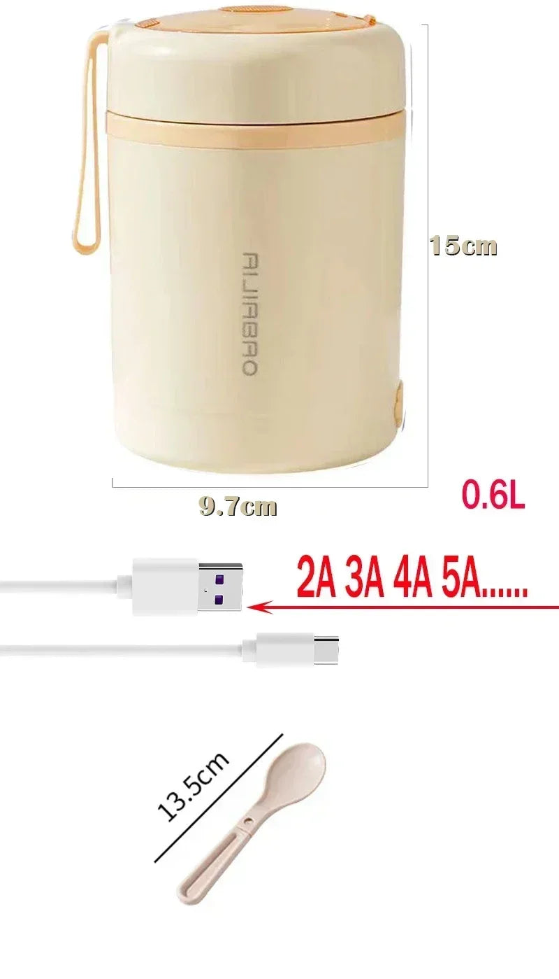 ZYNZE HeatBox™ Mini – 600ML USB Electric Lunch Box for Car & Office (5V–24V)