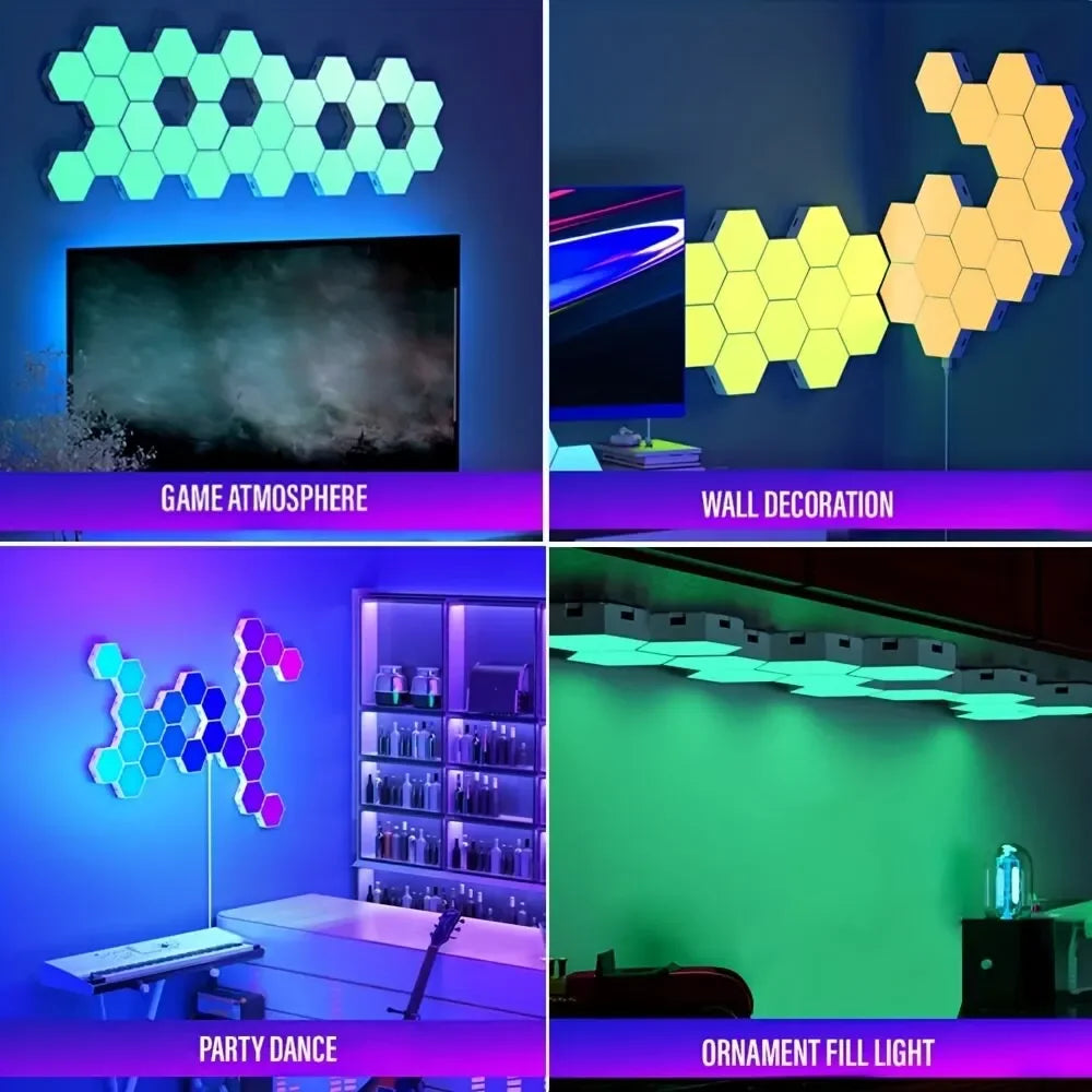 RGB Intelligente Hexagonale Wandlamp Kleurveranderende Ambient Nachtlamp DYI Vorm Muziekritme APP Bediening Voor Speelkamer Slaapkamer