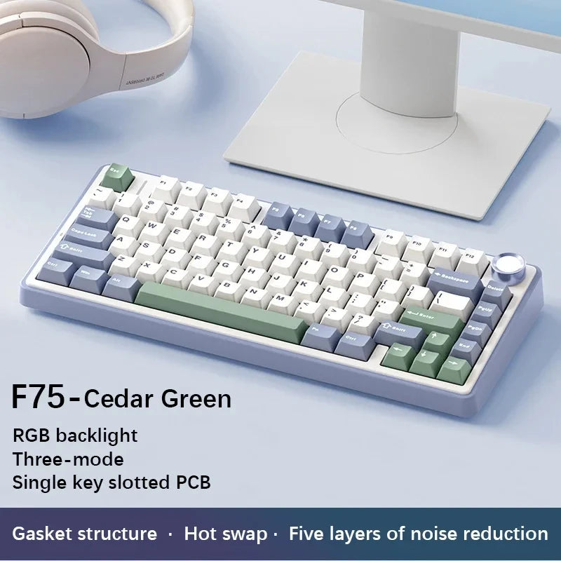 ZYNZE F75 ProFlex™ – 2.4G/Bluetooth/Wired RGB Mechanical Keyboard (75% Layout)