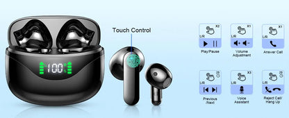 Wireless Bluetooth 5.3 Earbuds with Noise Cancelling Mic