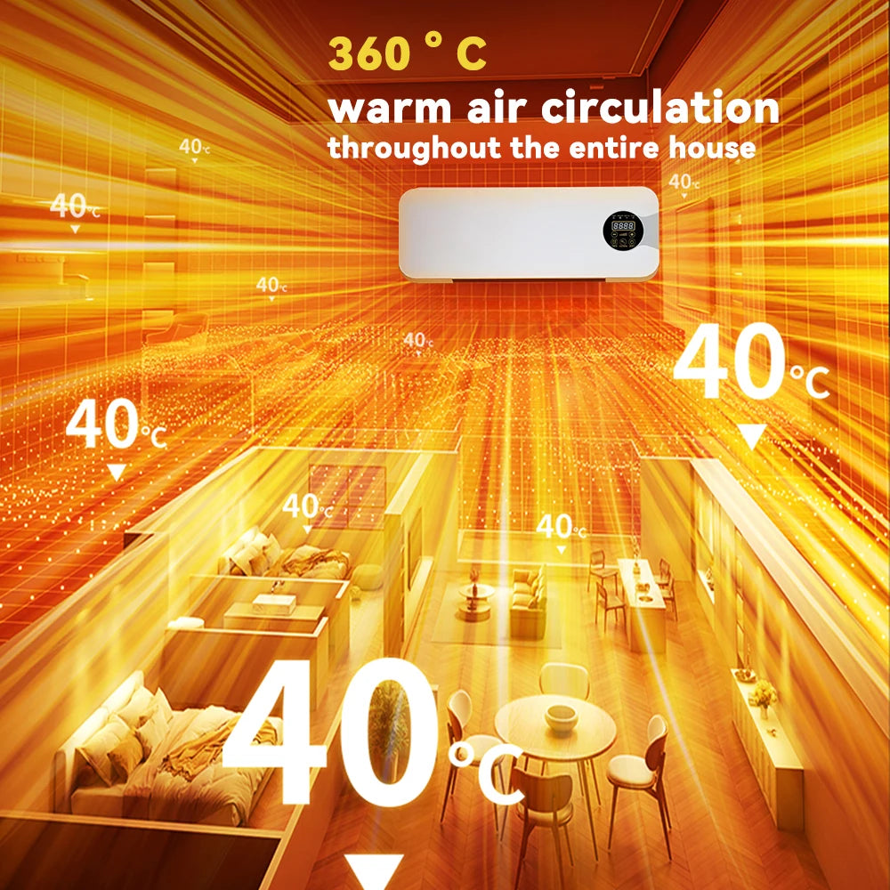 Home Touch Screen Electric Fan Heater With Remote Control Supports Air Cold Air Dual Adjustment Wall Mounted Low-Noise