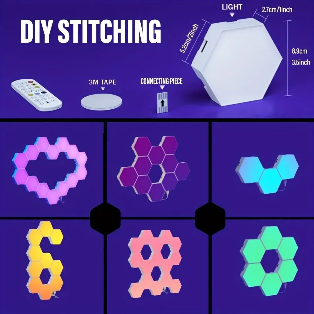 RGB Intelligente Hexagonale Wandlamp Kleurveranderende Ambient Nachtlamp DYI Vorm Muziekritme APP Bediening Voor Speelkamer Slaapkamer