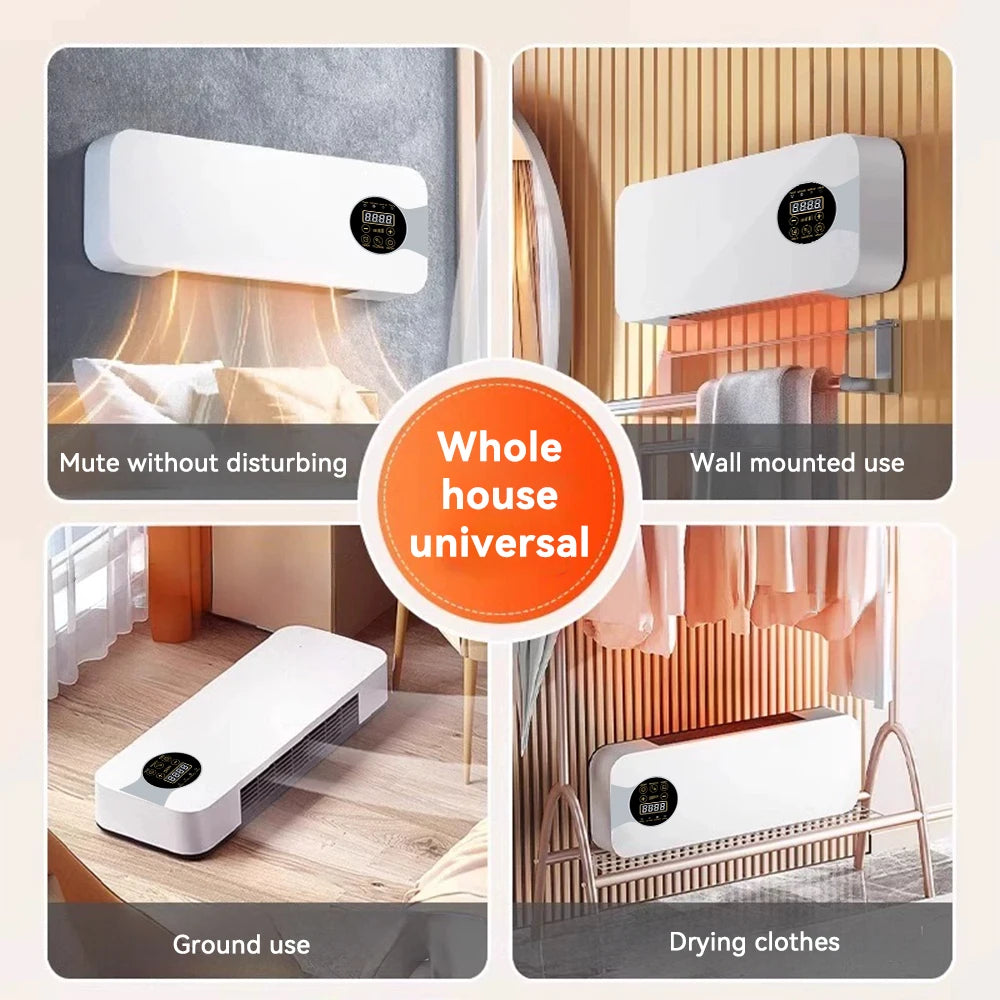 Home Touch Screen Electric Fan Heater With Remote Control Supports Air Cold Air Dual Adjustment Wall Mounted Low-Noise