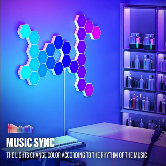 Zynze HexaGlow™ – RGB Smart Hexagonal Wall Light with Music Sync & App Control