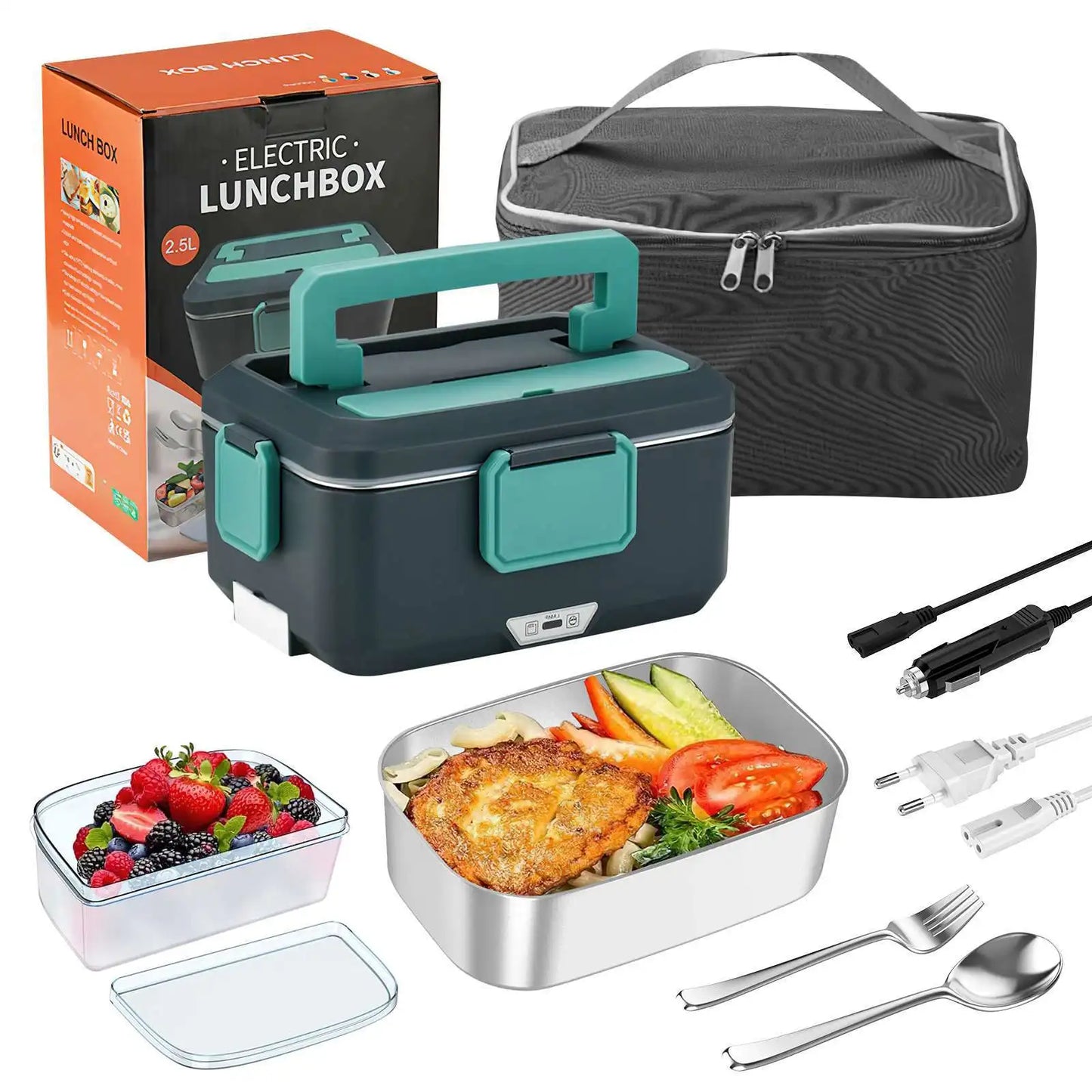 ZYNZE HeatBox™ Duo – 2-in-1 Electric Lunch Box for Car & Home (12V/24V/220V)