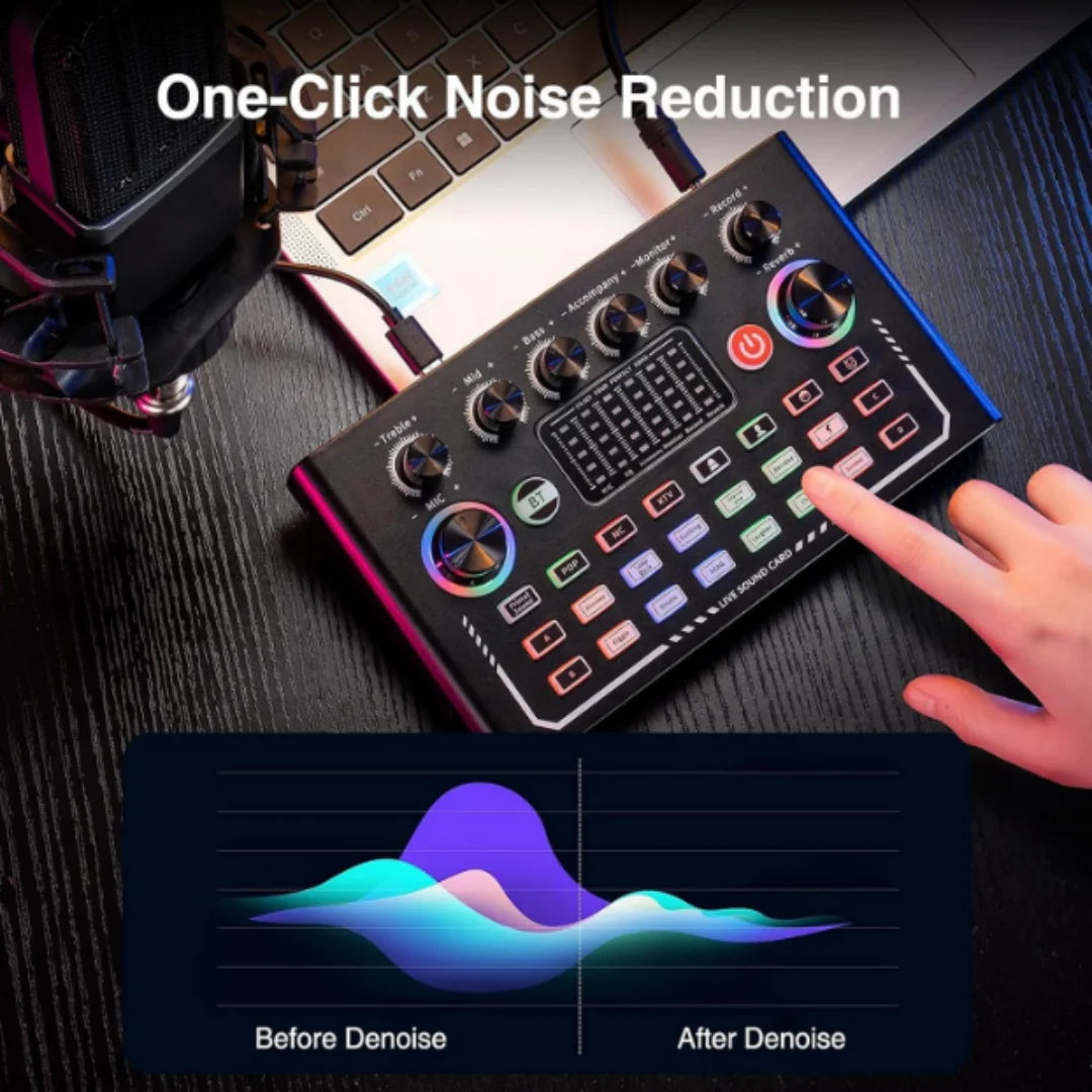 Professional Microphone & Sound Card Set for Streaming & Recording