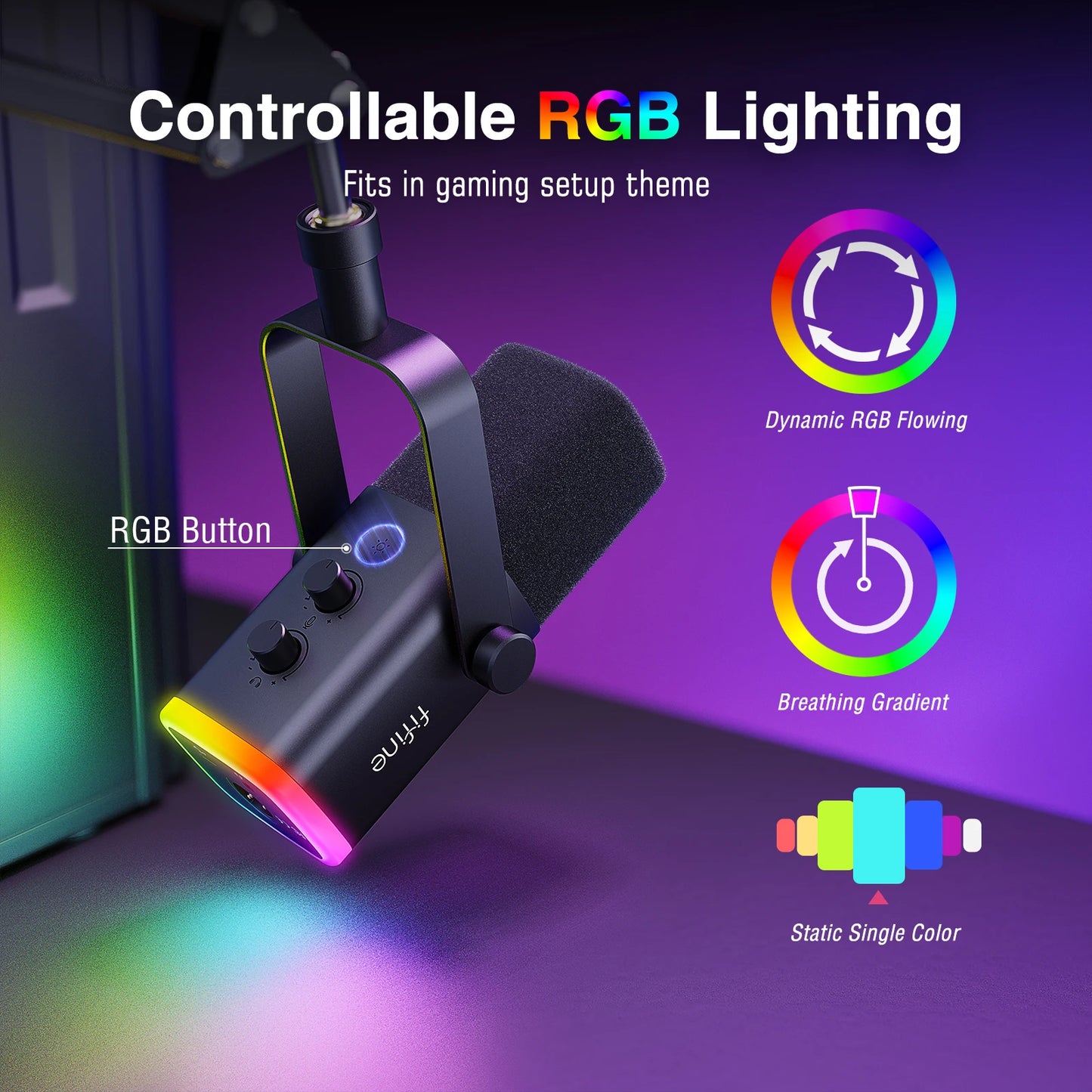 ZYNZE FusionMic™ AM8T – RGB XLR/USB Dynamic Microphone Kit for Streamers & Gamers