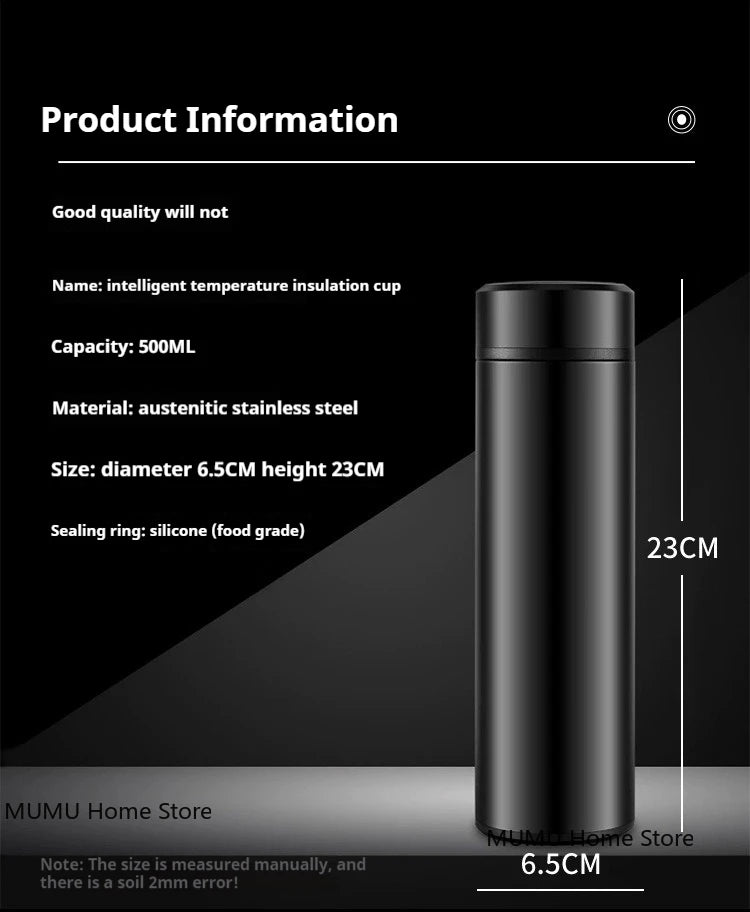 ZYNZE SmartCup™ 500 – Intelligent LED Thermos Bottle (Hot & Cold Insulated Mug)