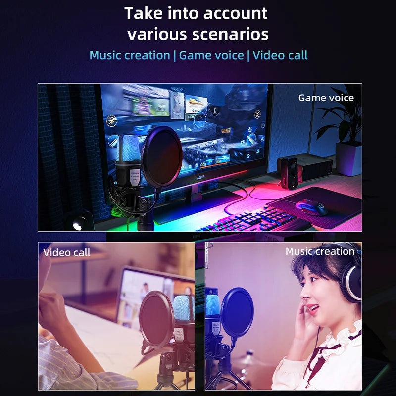 StreamMic™ – RGB USB Condenser Microphone for Gamers & Creators