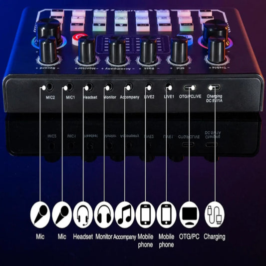 Professional Microphone & Sound Card Set for Streaming & Recording