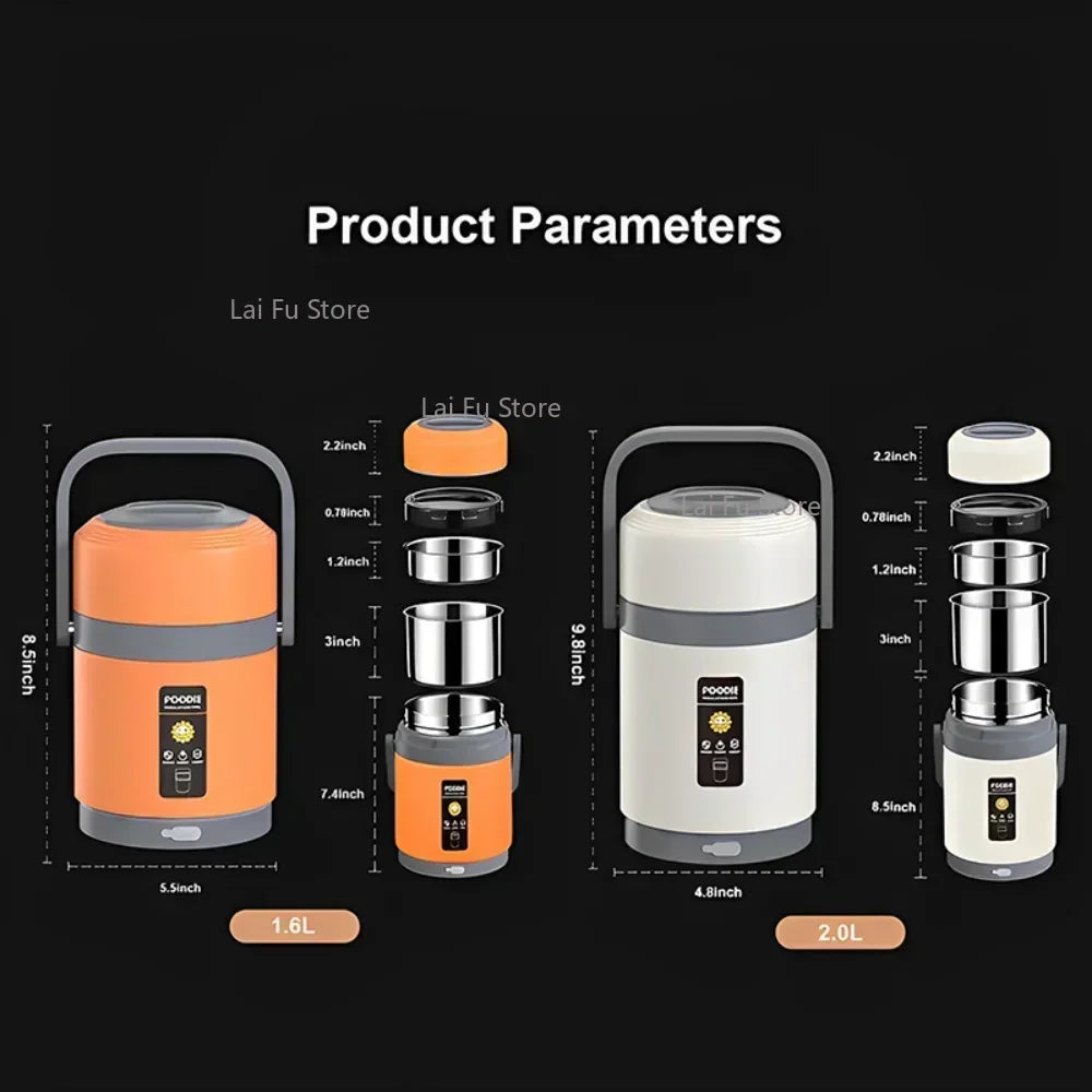 ZYNZE HeatBox™ Pro – 2L USB Electric Lunch Box with Stainless Steel Warmer & Cooler Bag