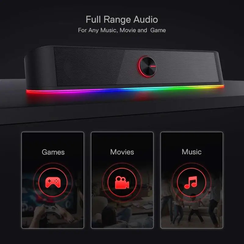 ZYNZE GS560 Pro RGB Soundbar – USB Gaming Speaker with Light Display Sync