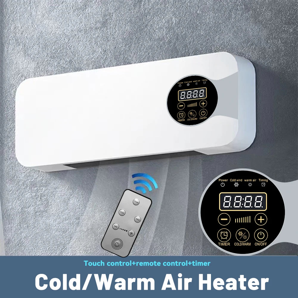 Home Touch Screen Electric Fan Heater With Remote Control Supports Air Cold Air Dual Adjustment Wall Mounted Low-Noise