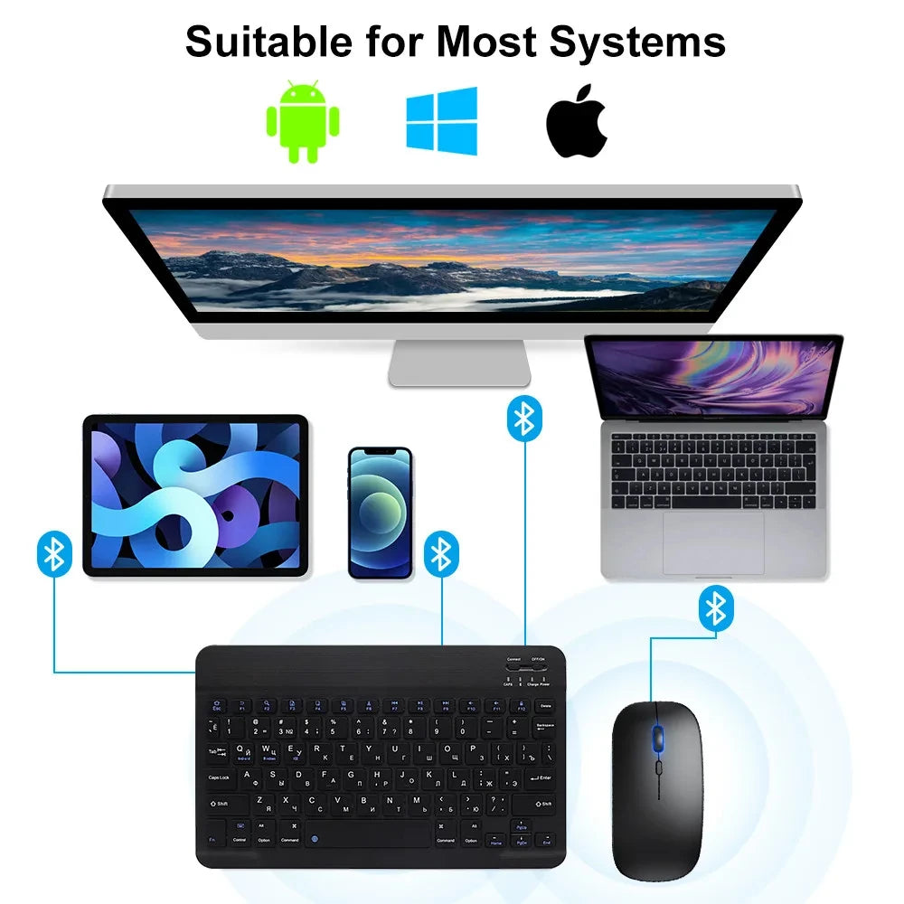 ZYNZE KeyMate™ Mini – Wireless Bluetooth Keyboard & Mouse Combo for Tablet & PC