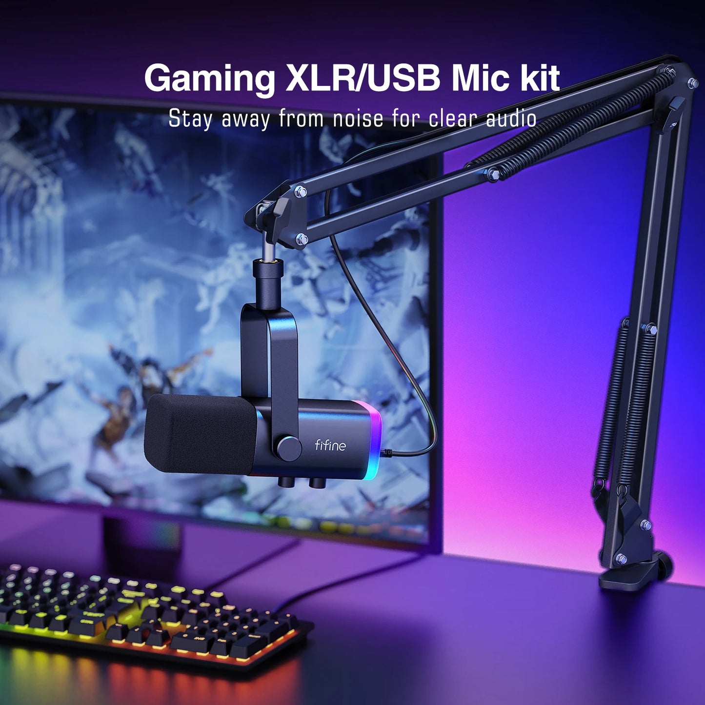 ZYNZE FusionMic™ AM8T – RGB XLR/USB Dynamic Microphone Kit for Streamers & Gamers