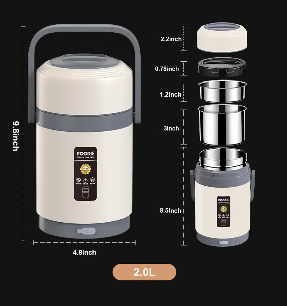 ZYNZE HeatBox™ Pro – 2L USB Electric Lunch Box with Stainless Steel Warmer & Cooler Bag